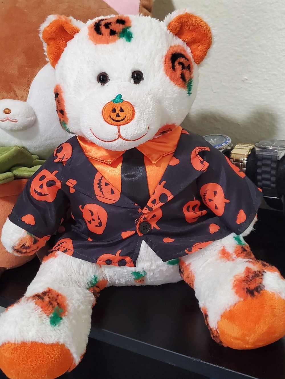 Build-A-Bear Orange & White Pumpkin Print Plush Bear